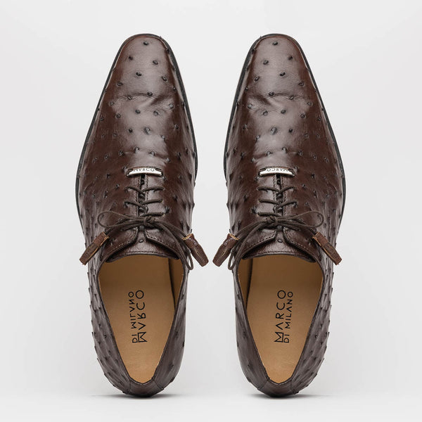 Marco Di Milano Criss Oxford Brown Ostrich Shoes