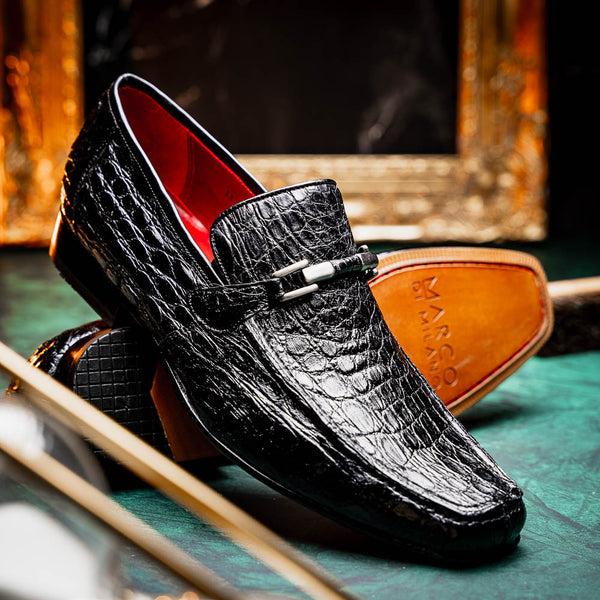 Marco Di Milano Fabro Black Caiman Loafers