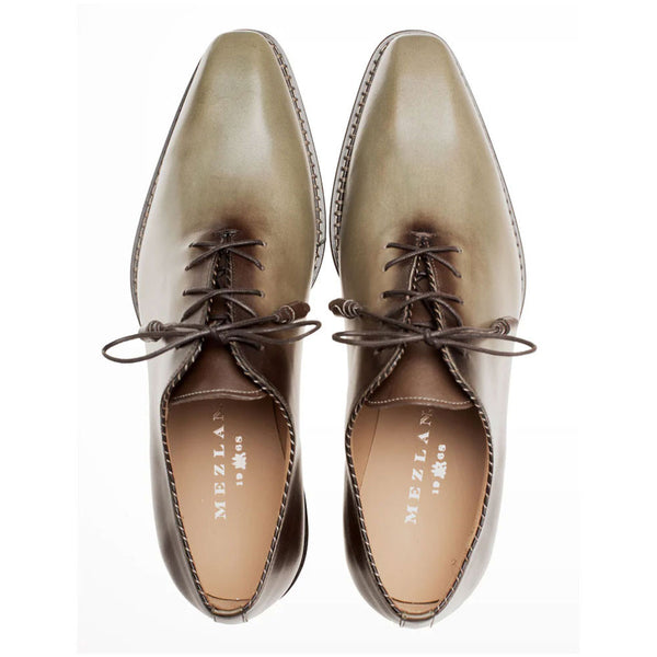 Mezlan Barbaro Olive/Mocha Calfskin Leather Two-Tone Whole-Cut Oxfords