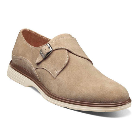 Stacy Adams TAYLEN Sandstone Plain Toe Monk Strap Shoes