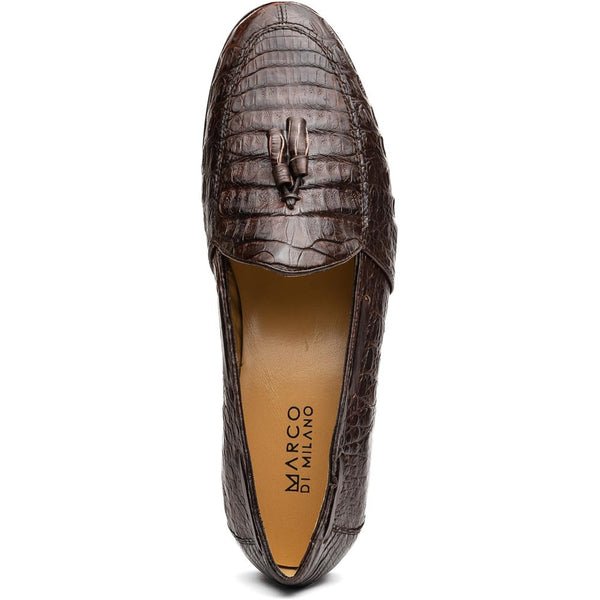 Marco Di Milano Bianchi Brown Genuine Caiman Tassel Loafers