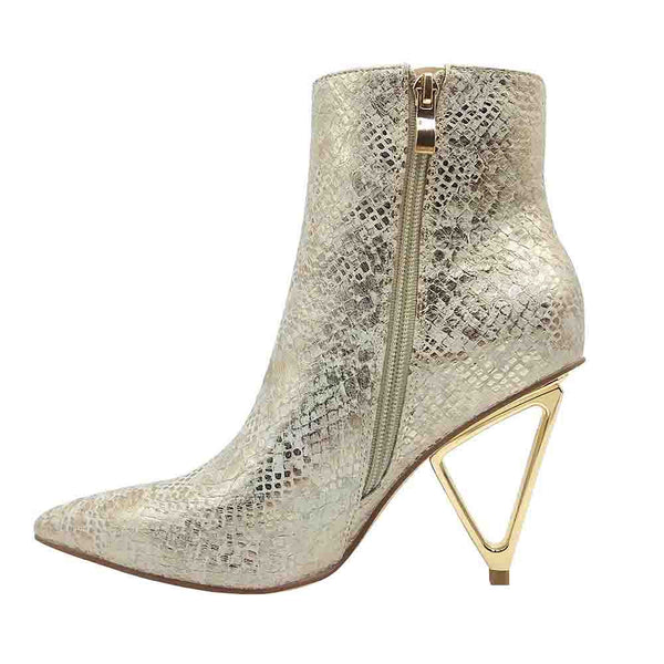 Lady Couture Gia Gold Pointed Toe Booties with a 3.5" Heel