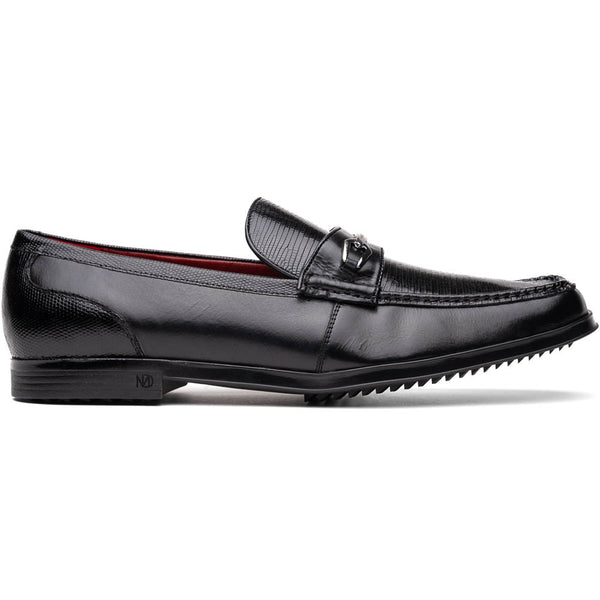 Marco Di Milano Hugo Lizard And Calfskin Black Bit Loafers