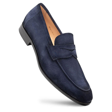 Mezlan Caro Navy Suede Leather Penny Loafers