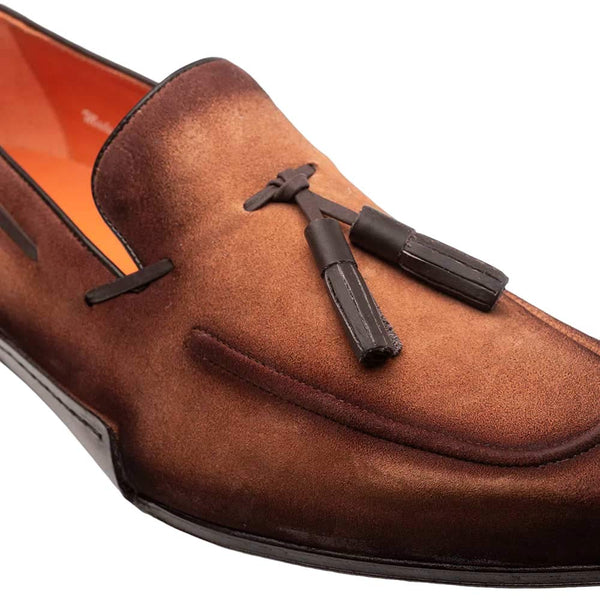 Mezlan Pavese Sport Hand-Burnished Suede Tassel Slip-On Shoes