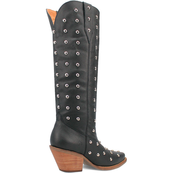 Dingo's Broadway Bunny Black Studded Snip Toe Leather Boots