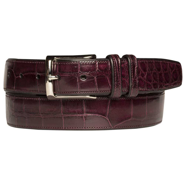 Mezlan Genuine Alligator Belt Burgundy