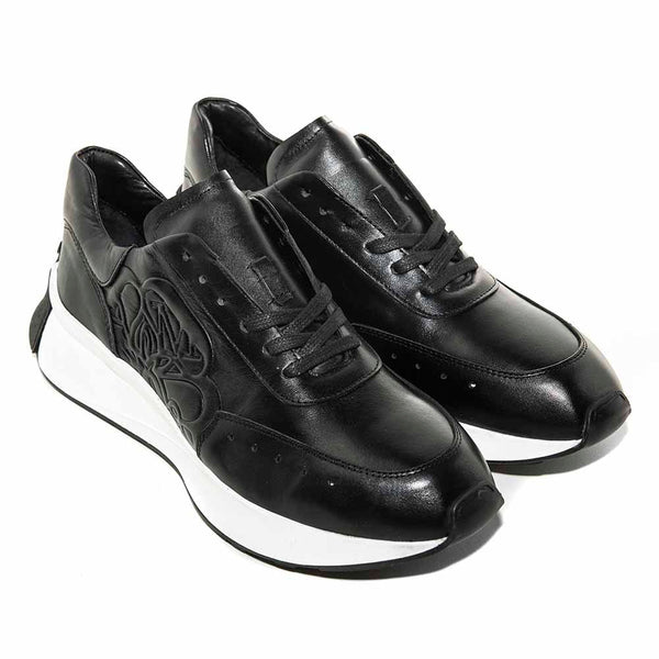 Sigotto Uomo Black Italian Soft Nappa Leather Fashion Sneaker