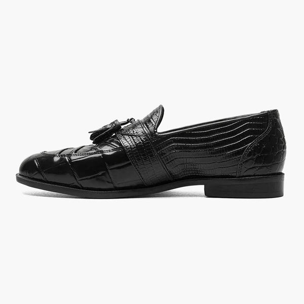 Stacy Adams SANTANA II Black Moc Toe Tassel Slip-On Loafer