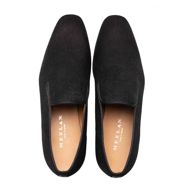 Mezlan Notte Black Glass Suede Slip On Shoes