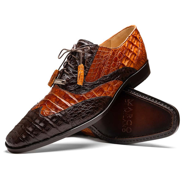 Marco Di Milano Luciano Caiman Brown/Cognac Wingtips Shoes