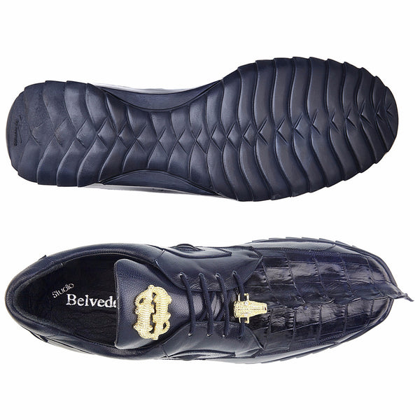 Belvedere Vasco Night Blue Crocodile & Calfskin Sneakers