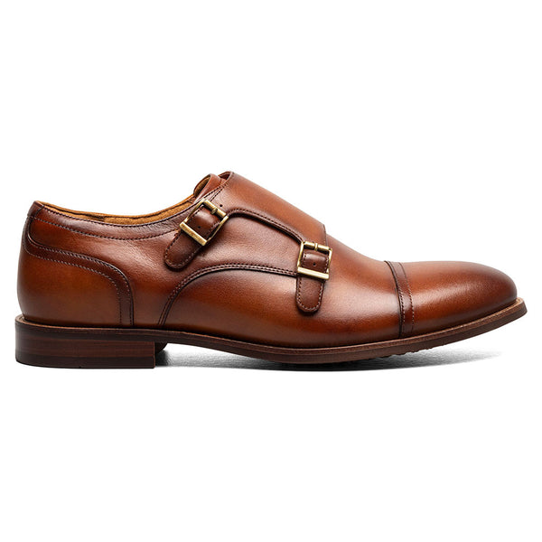 Florsheim Rucci Cap Toe Double Monk Strap Men’s Cognac Dress Shoes