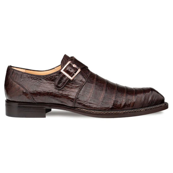 Mezlan Gigolo Brown Crocodile Monk Strap Loafers