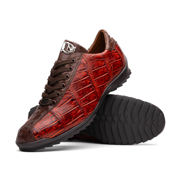 Marco Di Milano SAULO Alligator/Ostrich Cognac Fashion Sneakers