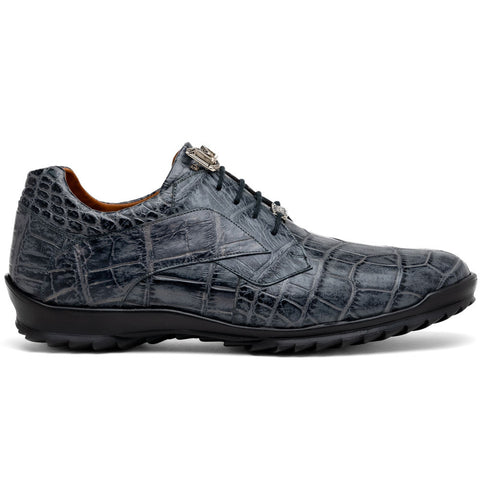 Marco Di Milano Vulcan Grey Alligator Derby Shoes