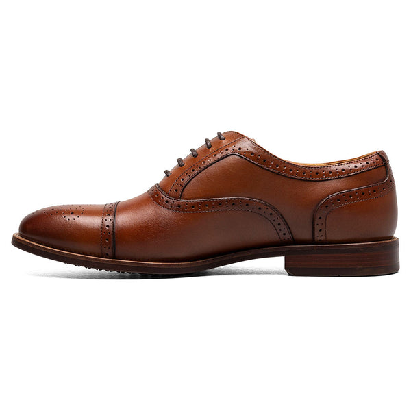 Florsheim Rucci Cap Toe Balmoral Cognac Laced Oxford Shoes