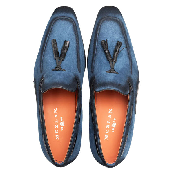 Mezlan Pavese Cobalt Suede Tassel Slip-On Shoes