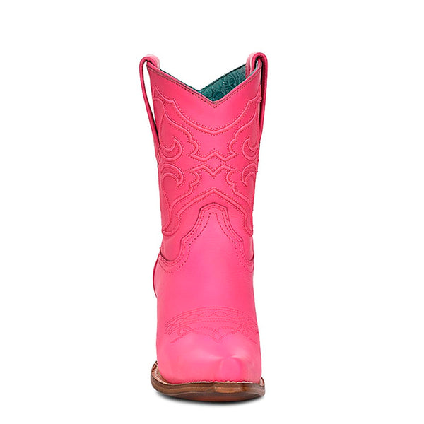 Corral Hot Pink Embroidered Cowhide Booties