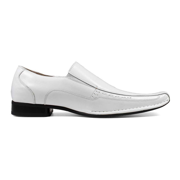 STACY ADAMS Templin White Real Leather Slip-Ons