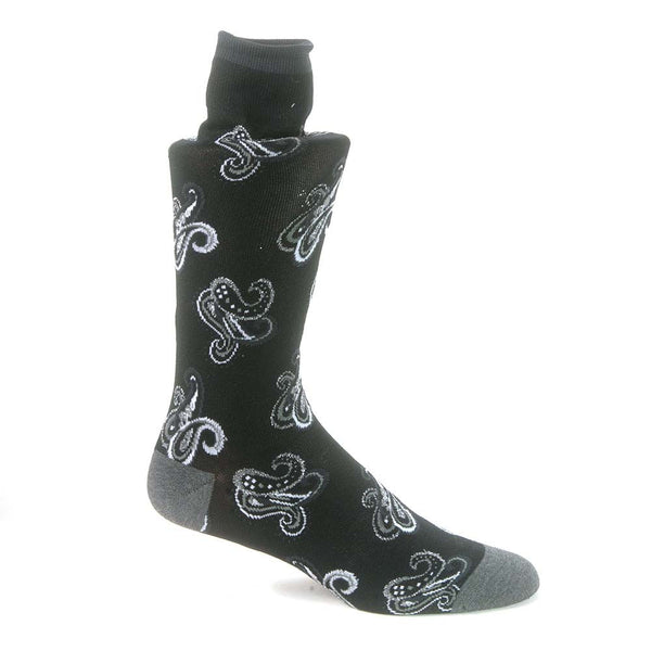 Talia Black & Grey Floral Printed Socks for Men