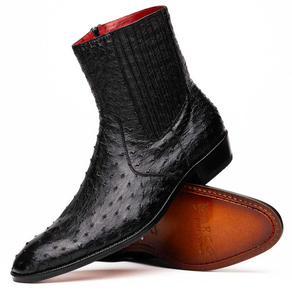 Marco Di Milano Giorgio Dress Black Ostrich Quill Boots