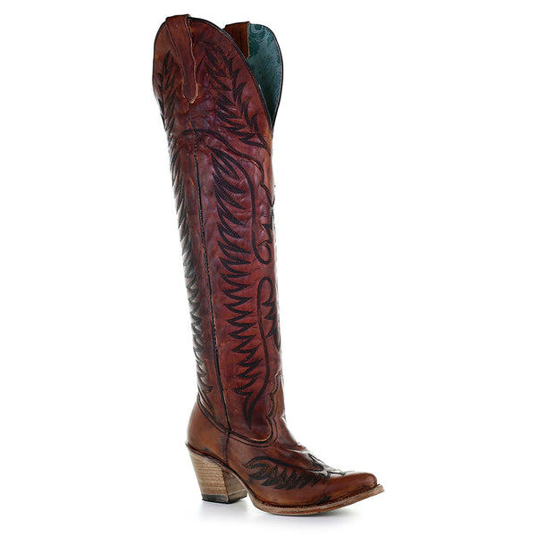 Corral Cognac Embroidered Tall Top Cowgirl Boots