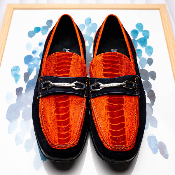 Marco Di Milano Hugo Ostrich Orange/Navy Loafers