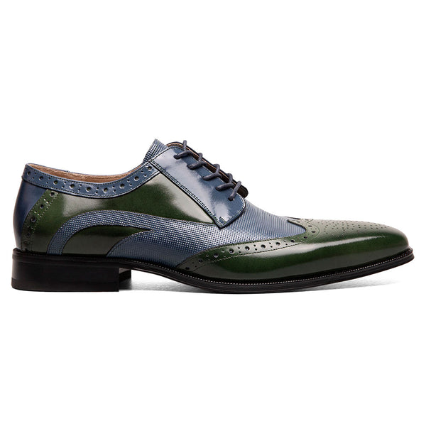 Stacy Adams Ivingale Olive/Navy Men’s Wingtip Oxford Shoes