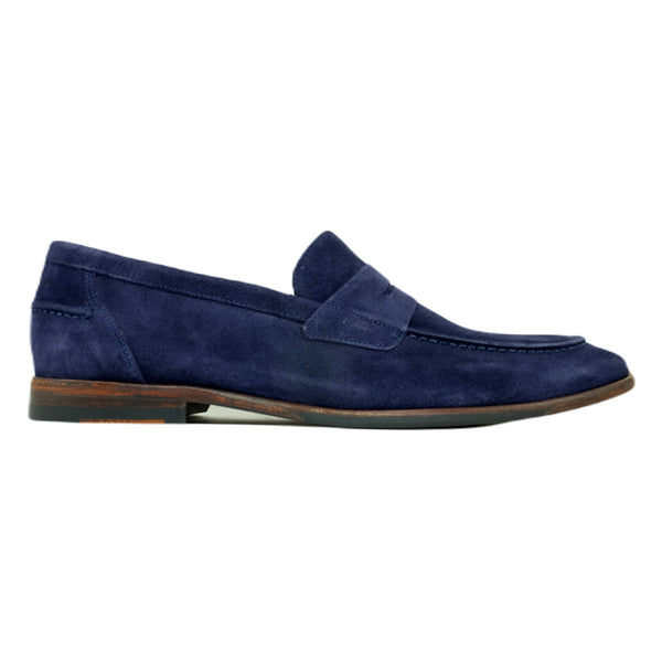 Alan Payne Men’s Navy Naples Suede Penny Slip-On Loafers