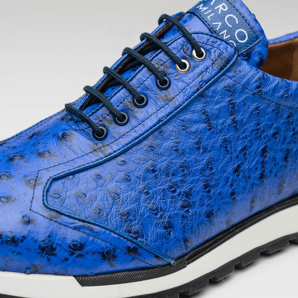 Marco Di Milano SCANNI Electric Blue Ostrich Quill Sneakers