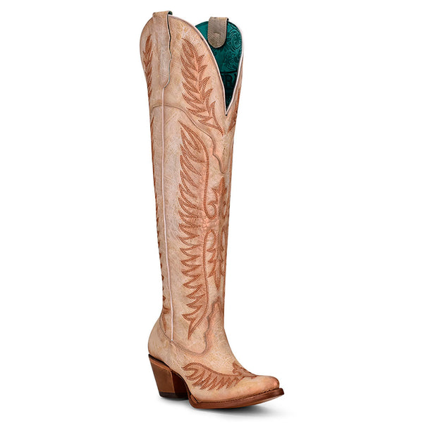 Corral White Embroidery & Tall Top Cowgirl Leather Boots