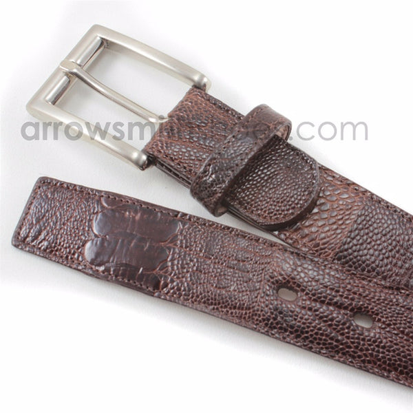 Belvedere Brown Genuine Ostrich Leg Dress Belt