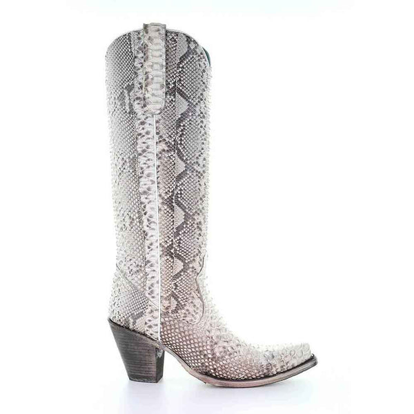 Corral White Genuine Python Tall Cowgirl Boots