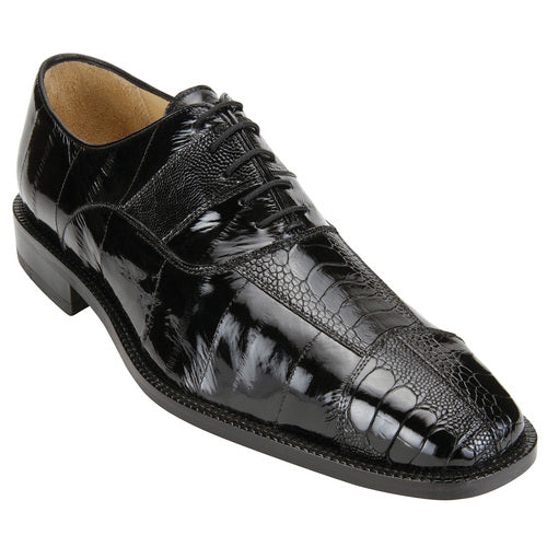 Belvedere Mare Black Genuine Ostrich & Eel Oxford