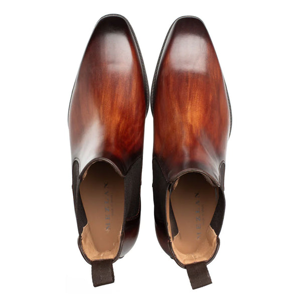 Mezlan Cervantes Cognac Rust Hand-Stained Chelsea Boots