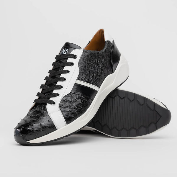 Marco Di Milano LYON II Ostrich and Calfskin Black/White Sneakers