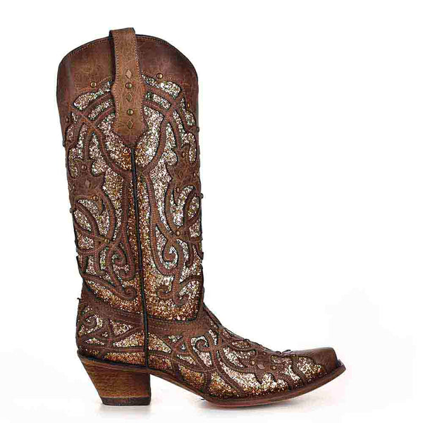 Corral Orix Gold Glitter Inlay & Studded Boots