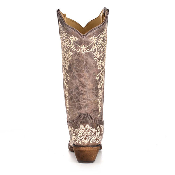 Corral Western White Floral Embroidered Boots