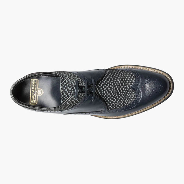 Stacy Adams DAYTON Navy Blue Python Print Wingtip Oxford Shoes