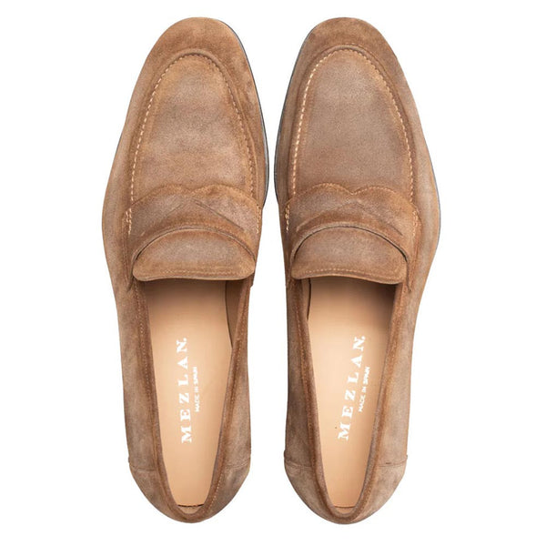 Mezlan Caro Taupe Suede Penny Loafers