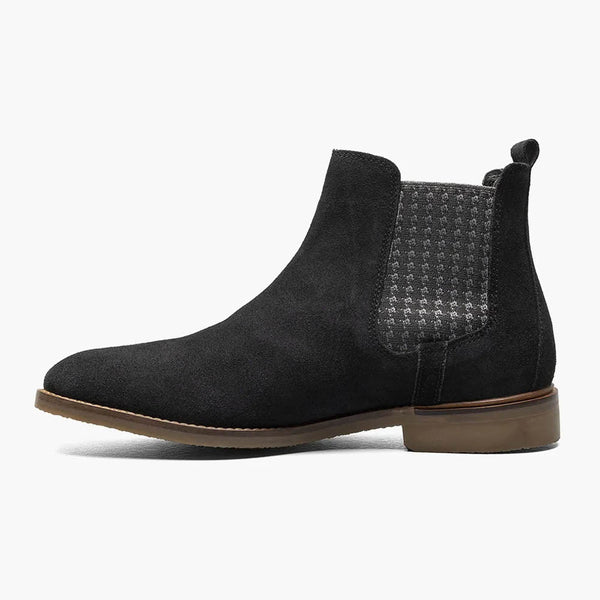 Stacy Adams GABRIEL Black Suede Plain Toe Chelsea Boots