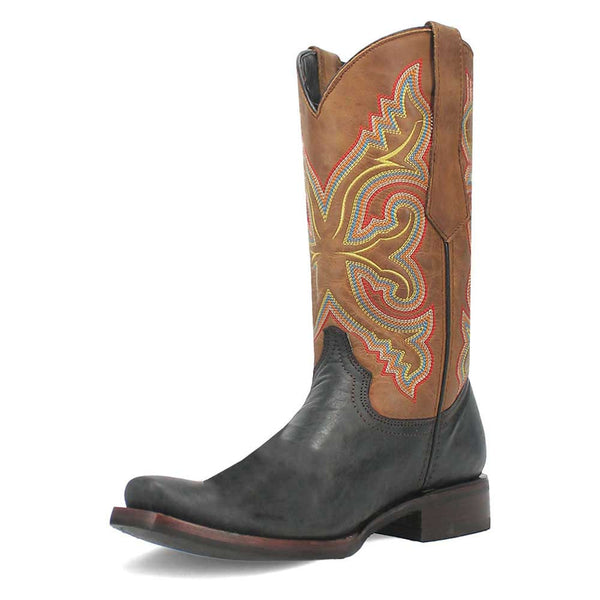 Dingo True Grit Black and Tan Snoot Toe Leather Western Boots