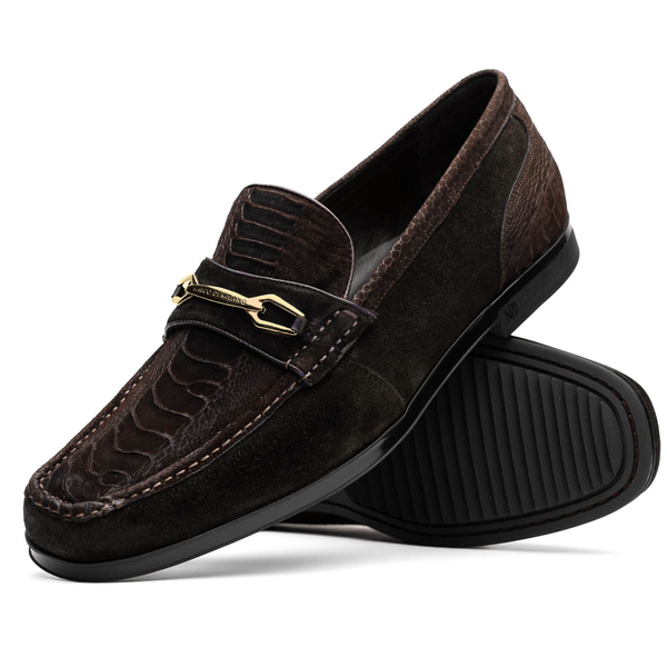 Marco Di Milano Hugo Ostrich Brown Sueded Loafers