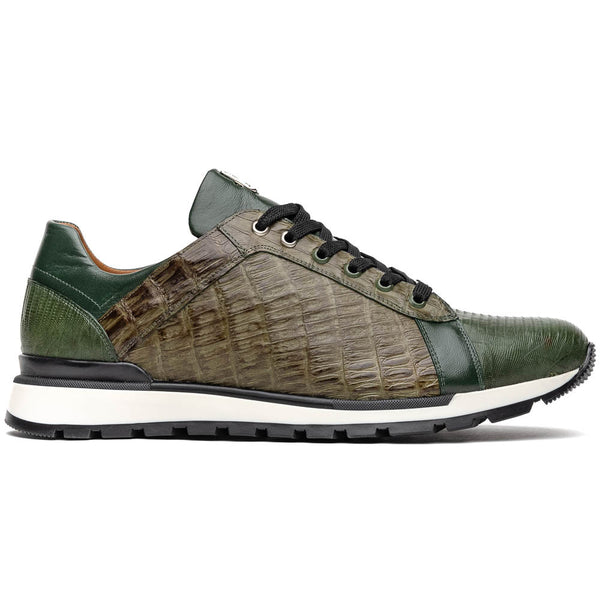 Marco Di Milano PORTICI Caiman Lizard Green/Olive Sneakers