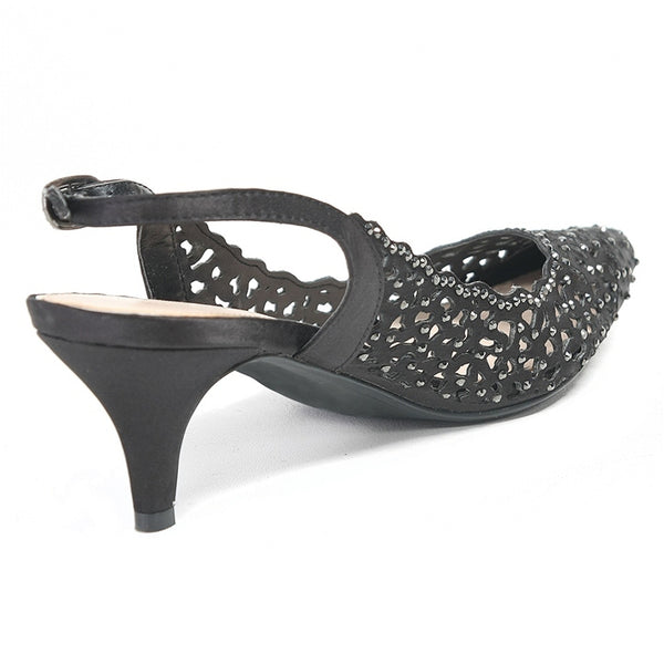 Lady Couture Jewel Black Fabric Heels