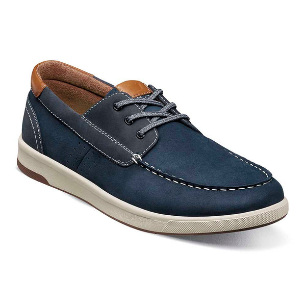 Florsheim Navy Crossover Elastic Lace Moc Toe Boat Shoe