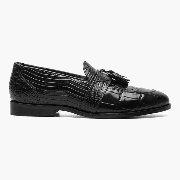 Stacy Adams SANTANA II Black Moc Toe Tassel Slip-On Loafer