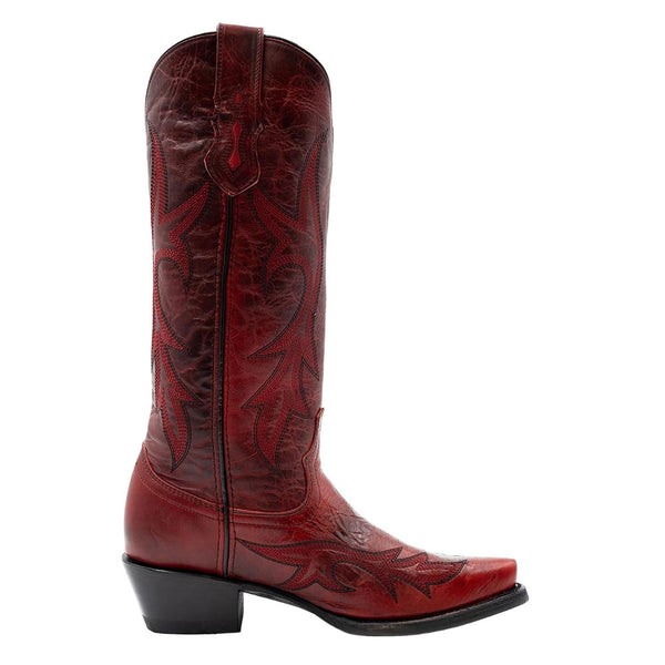 Ferrini Scarlett Red Full Grain Leather Snipped Toe Western Dress Boots