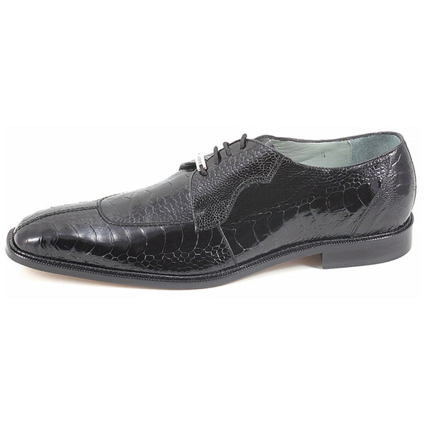 Belvedere Siena Men's Lace-Up Oxford Black Genuine Ostrich Shoes